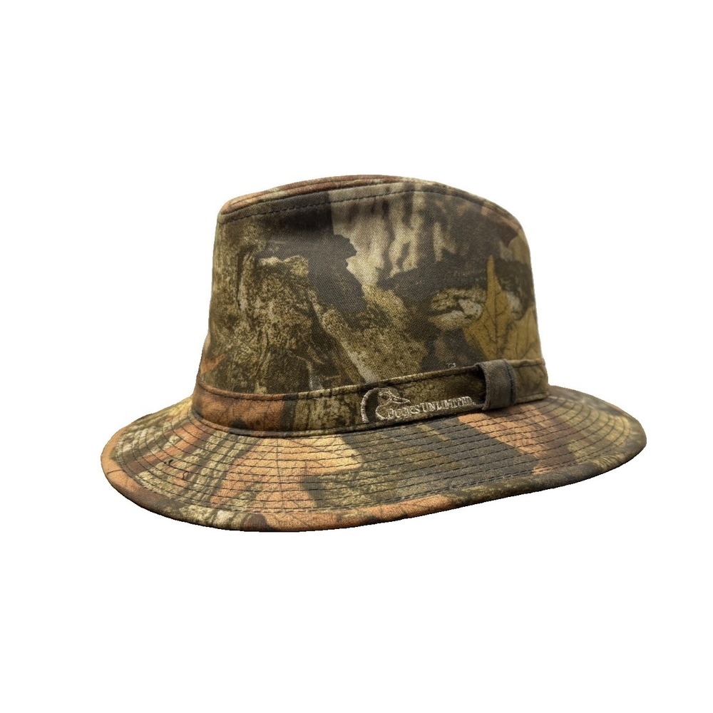 Ducks Unlimited Camouflage Fedora Hat XL Structured Creased Crown Outdoor Cap